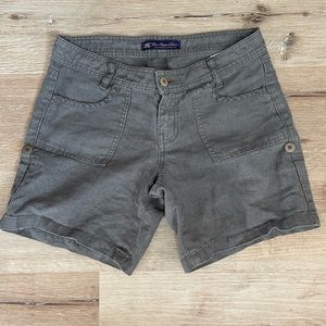 100% Linen olive shorts adjustable length womens 26